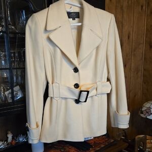 Women's Cream Belted Coat